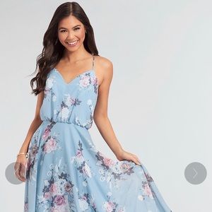 FLORAL-PRINT CHIFFON BRIDESMAID DRESS BY KLEINFELD